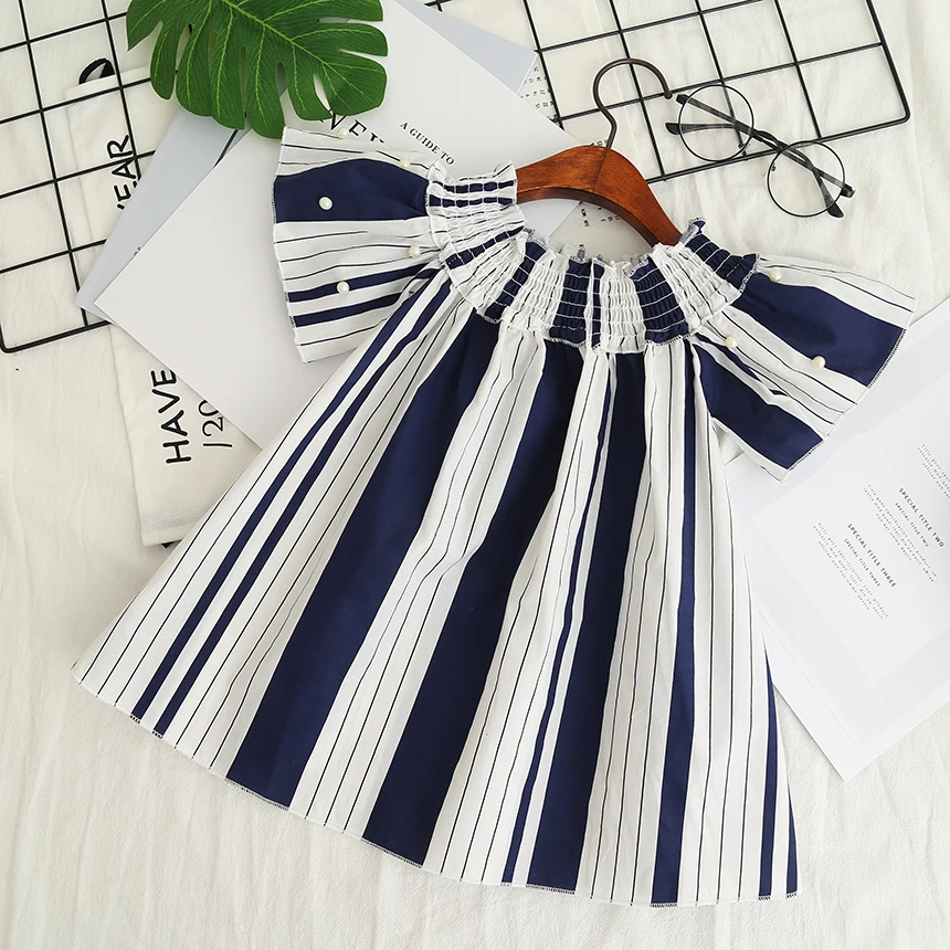 Hurave/Полосатое платье трапециевидной формы с вырезом лодочкой для маленьких