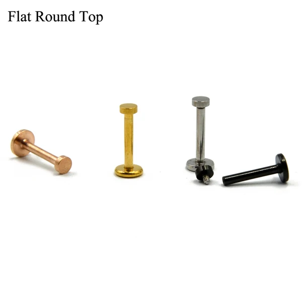 Flat Round Desgin 4 шт., внутренняя нить, плоская, круглая, звезда, луна, сердце, Лабрет, пирсинг для губ, сережка, кольцо-гвоздики, Монро, ювелирные изделия для тела, фиксатор 16 г - Окраска металла: Flat Round Desgin