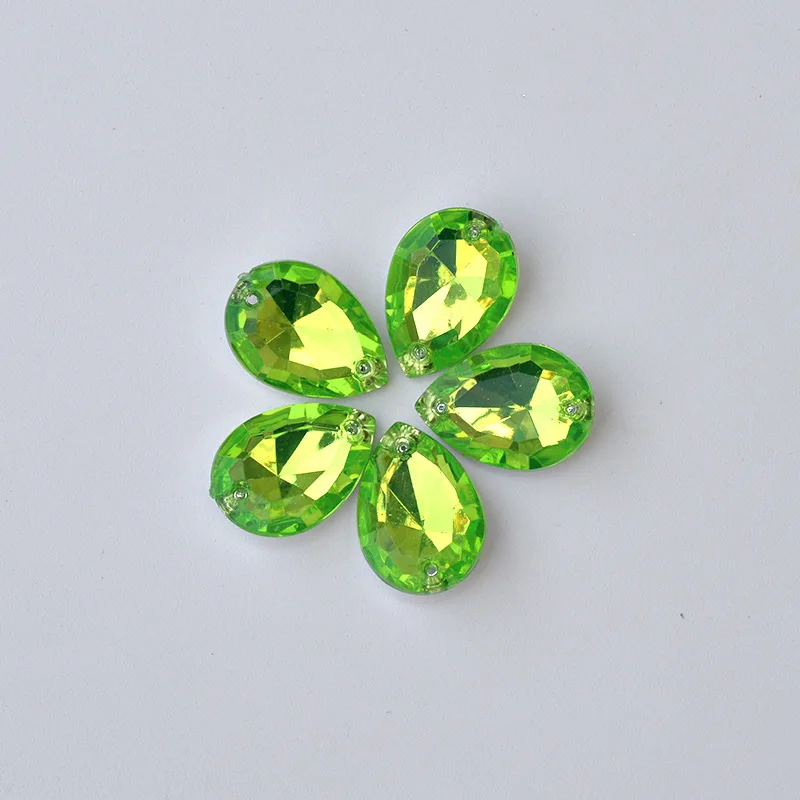 Medium Green JUNAO, 13*18 мм, Пришивные разноцветные каплевидные стразы, акриловая аппликация, заостренные сзади стразы, хрустальные камни для изготовления ювелирных изделий - Цвет: Medium Green