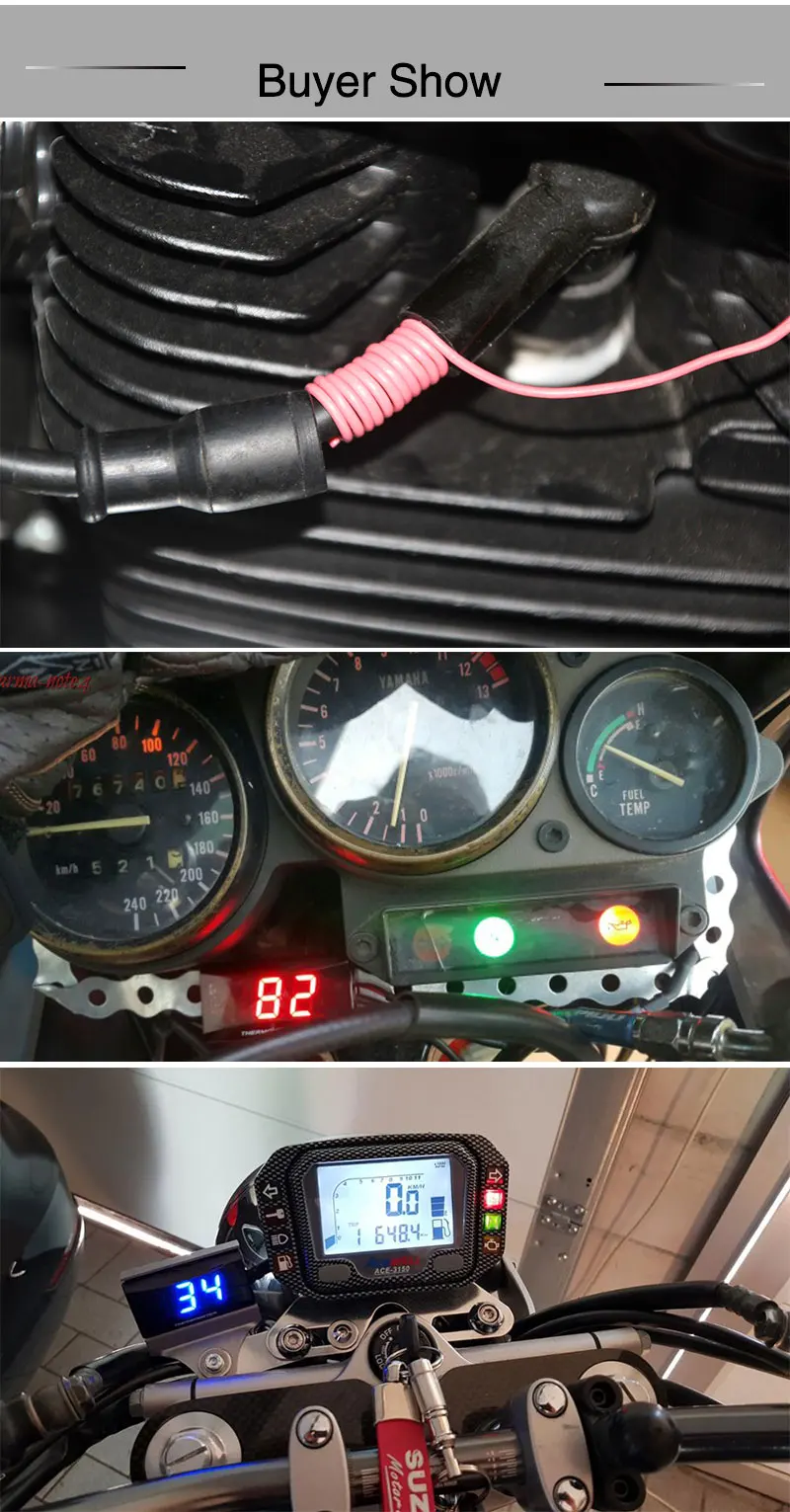 ZS гоночный Водонепроницаемый 12 V мотоциклов цифровой термометр Moto светодиодный двигатель воды нагревательный прибор для KOSO Yamaha