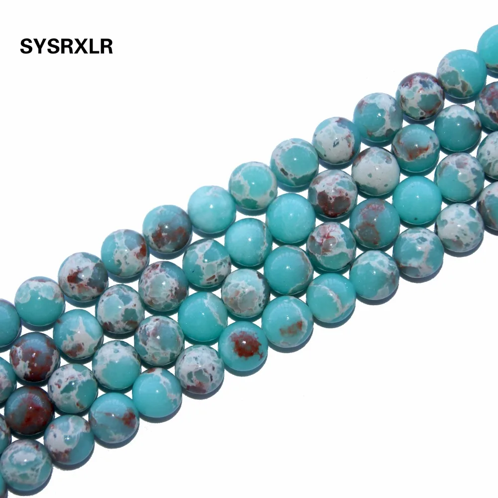 Оптовая продажа круглые бусины из змеиной кожи голубой натуральный камень