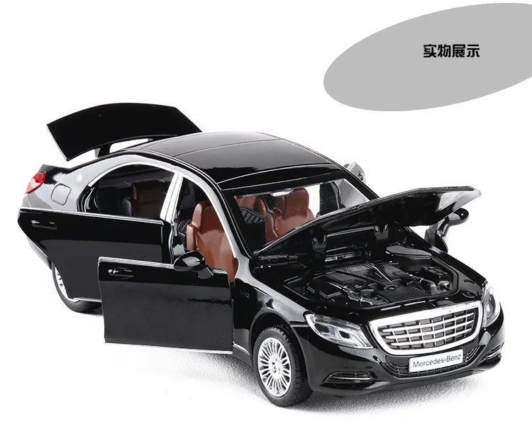 1:24:32 звуковой светильник, сплав Maybach S600, модель автомобиля, 6 дверей, игрушки для мальчиков, детский подарок