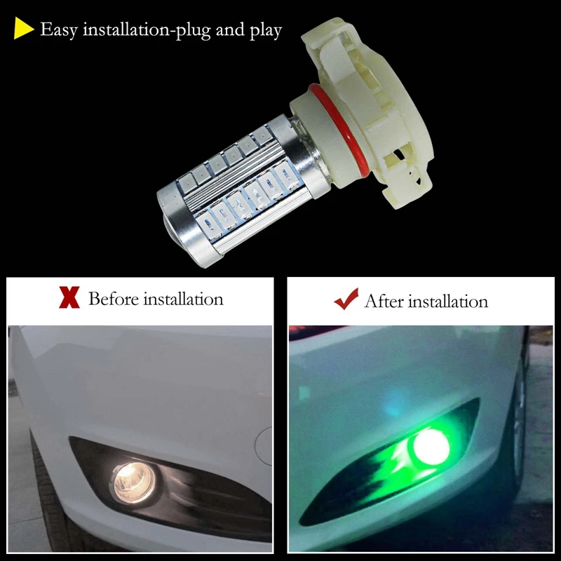 YaaGoo H16 5202 5201 светодиодная лампа зеленая 33SMD Автомобильная противотуманная фара