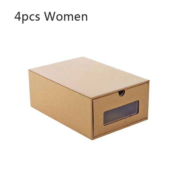 4pcs-women Коробка для хранения складной ящик для дома креативная крафт-бумага DIY сборка экологический многоцелевой Чехол для обуви кроссовки Пылезащитная коробка для обуви - Цвет: 4pcs-women