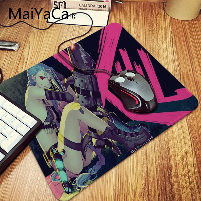 Lock Edge 20x25cm Maiyaca Jinx Лига Легенд резиновая мышь прочный Настольный коврик для мыши большой размер Аниме Коврик для мыши Прочный Стол Противоскользящий коврик для мыши - Цвет: Lock Edge 20x25cm