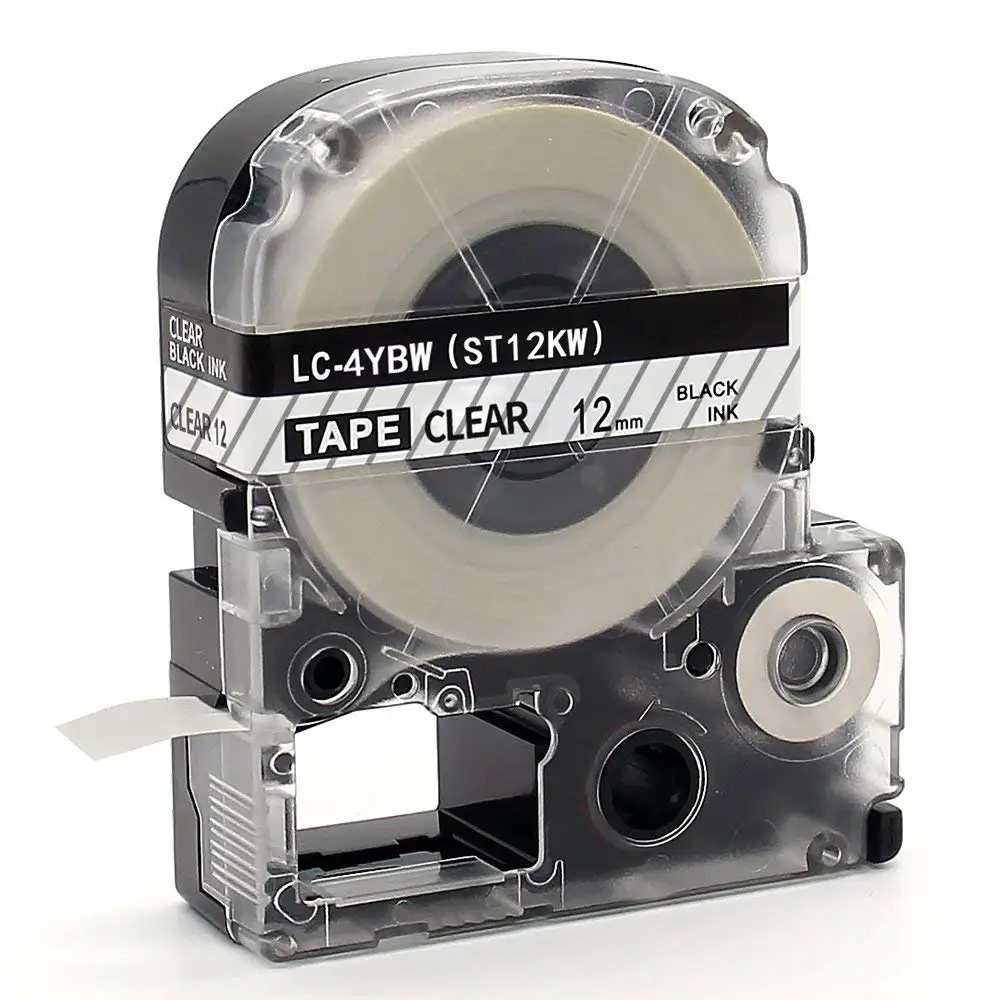 Black on Clear Labelife SC12Y черный на желтом совместимый Epson Labelworks LW-300 Картридж Ленты для маркировки этикеток производитель ленты заправка картриджа 12 мм x 8 м - Цвет: Black on Clear