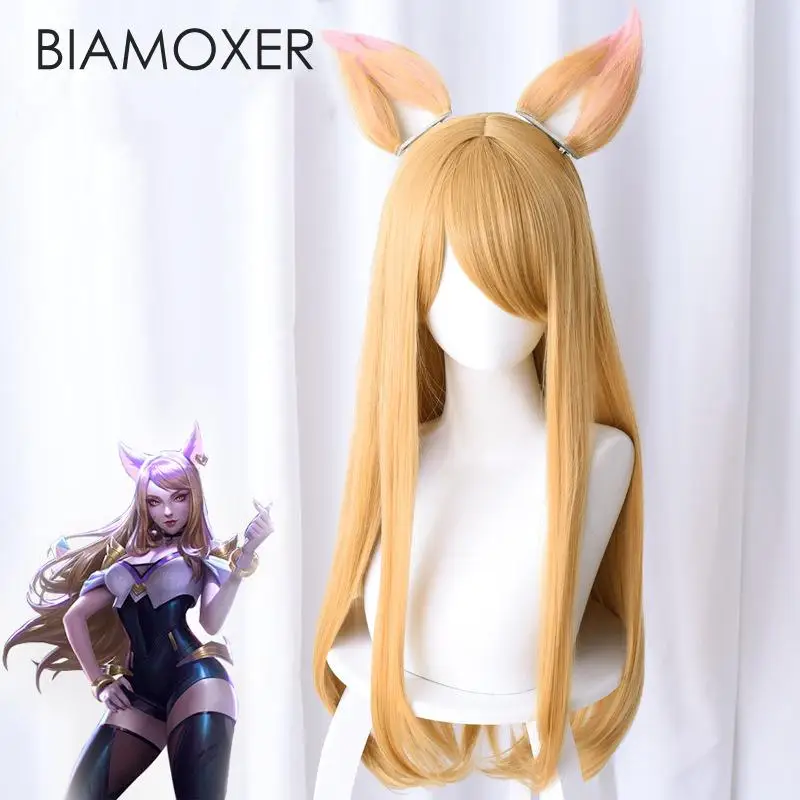 Женский парик для косплея Biamoxer KDA косплей костюм с ушами из игры LOL Ари к/да
