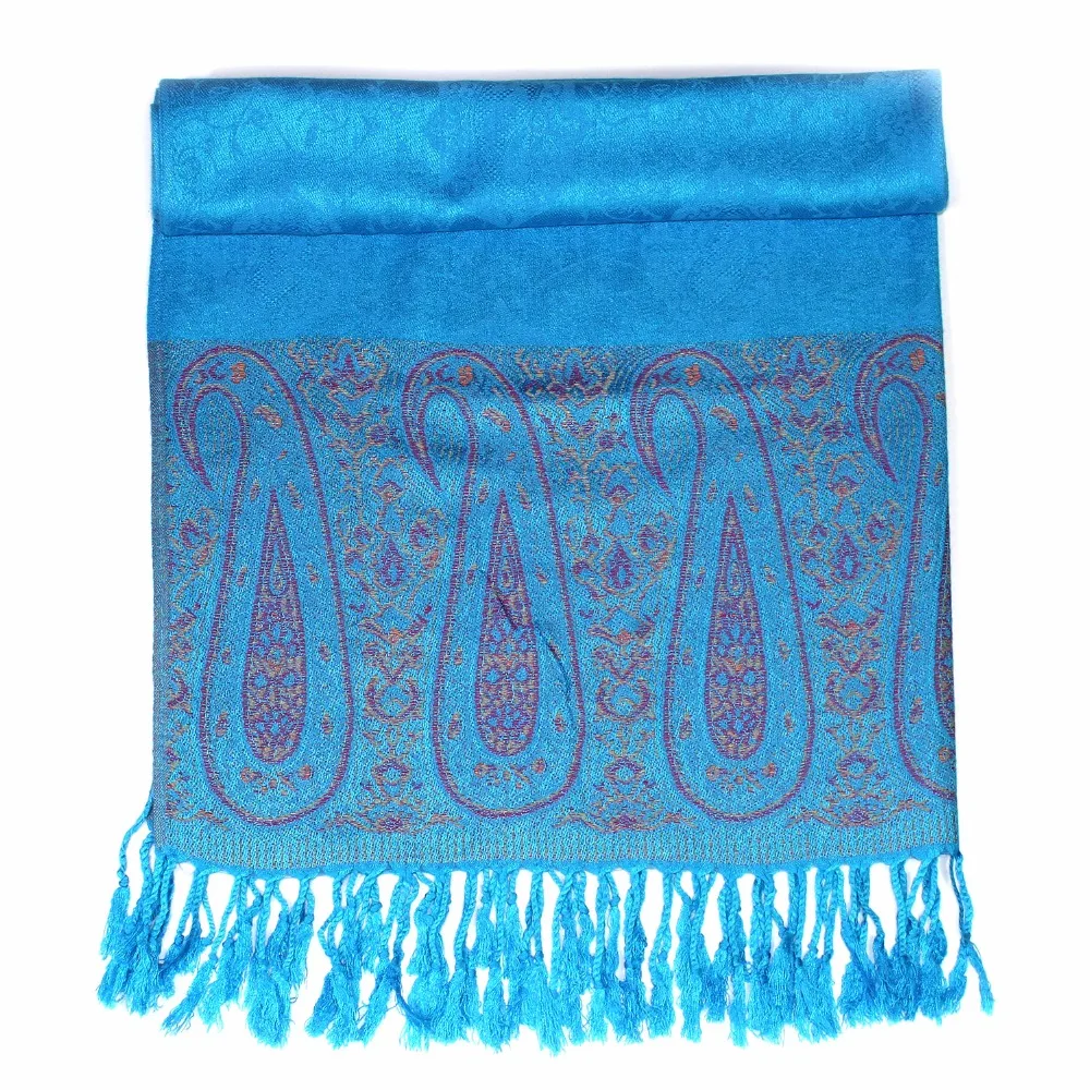 Бирюзовый шарф палантин с пейсли из Индии зимние шарфы 100% хлопок Пашмина женские
