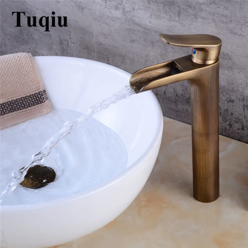Античный высокий смеситель для раковины кран ванной комнаты с одной ручкой ванны