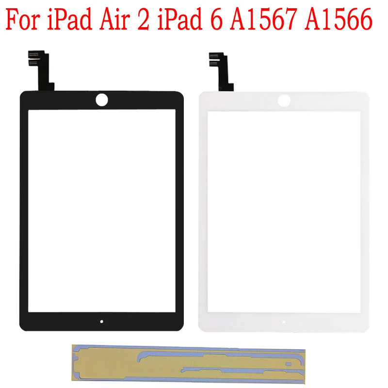 Pantalla táctil de cristal para tableta, digitalizador de pantalla táctil con pegatina adhesiva y OCA, para iPad 6 Air 2 de segunda generación, A1567, A1566, nuevo