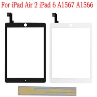 new for ipad 6 air 2 2nd gen generation glass touch screen a1567 a1566 touch screen digitizer with adhesive sticker oca