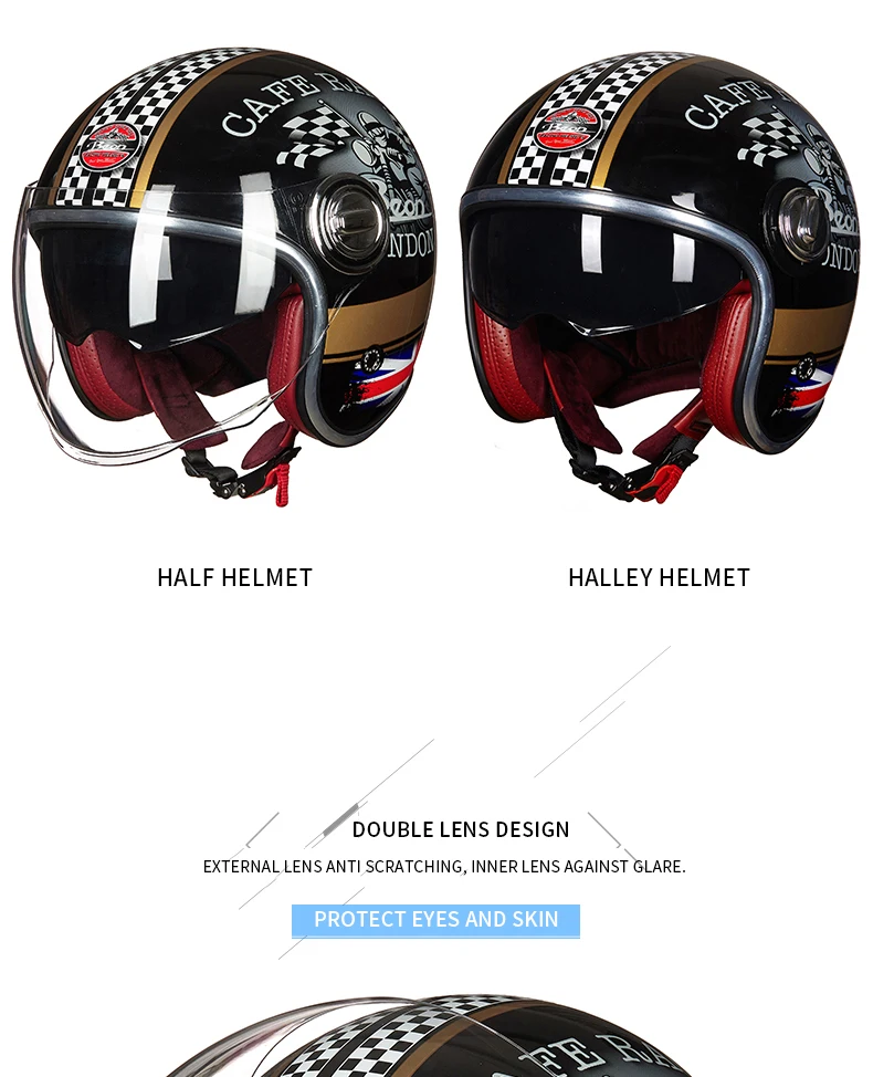 BEON B-108A moto rcycle шлем 3/4 с открытым лицом шлемы moto cross винтажный шлем moto casque Capacete Ретро шлем