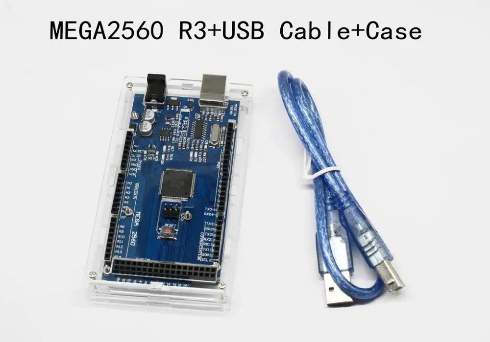 board-case-cable MEGA2560 R3 ATmega2560 R3 AVR USB плата+ USB кабель+ МЕГА 2560 R3 чехол для arduino MEGA 2560 R3 - Цвет: board-case-cable