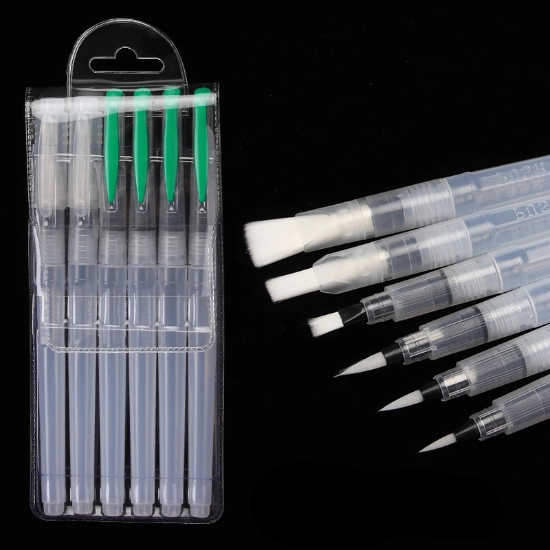 6pcs Mixed 3, 6 штук в партии, Портативный Краски щетка воды Цвет кисть-карандаш мягкая вода Цвет кисть Краски ing рисунок товары для рукоделия для начинающих - Цвет: 6pcs Mixed