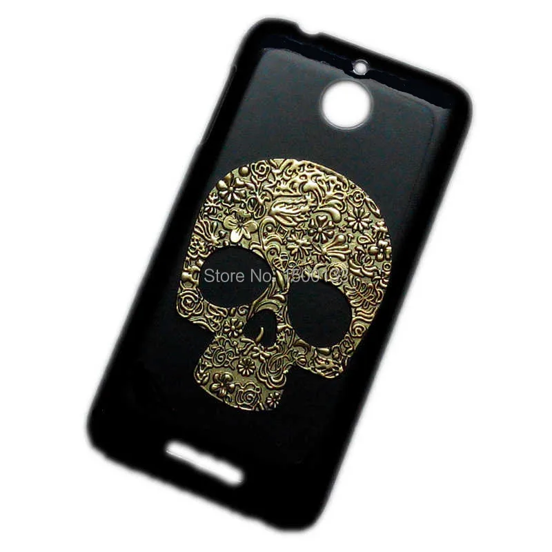 Для HTC Desire 510 Case ретро Винтаж Бронзовый Металлик Череп Скелет Вернуться Твердом