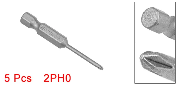 2PH0 UXCELL 5 шт. 1/4 дюйма шестигранный хвостовик Phillips Магнитная отвертка PH00 PH1 PH0 S2 отвертка Биты 50 мм длина - Цвет: 2PH0