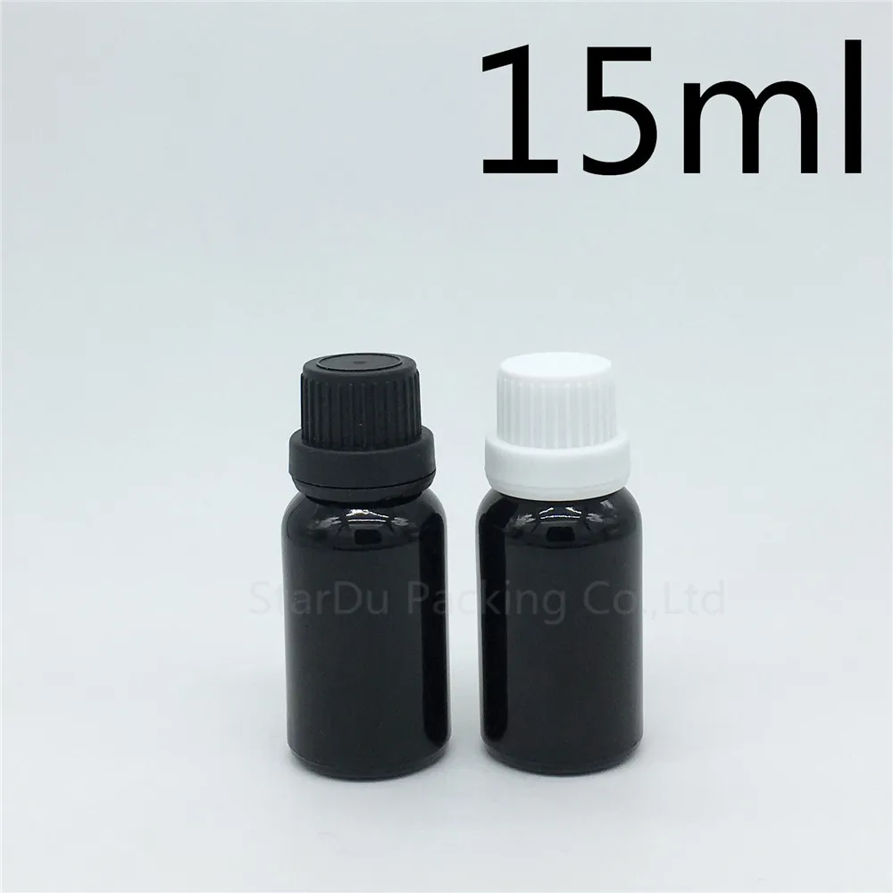 

Free Shipping 500pcs 15ML Black Glass Bottle , 15cc Vials Essential Oil Bottle with tamper evident cap Perfume bottles