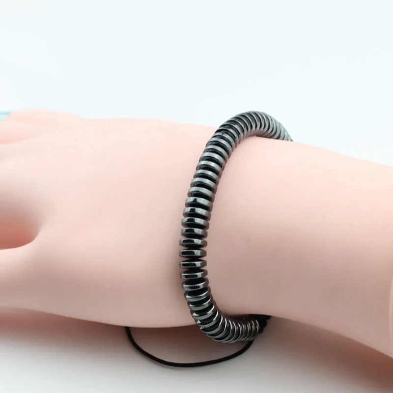 Мужские круглые браслеты ручной работы черные бусины из гематита длина браслета