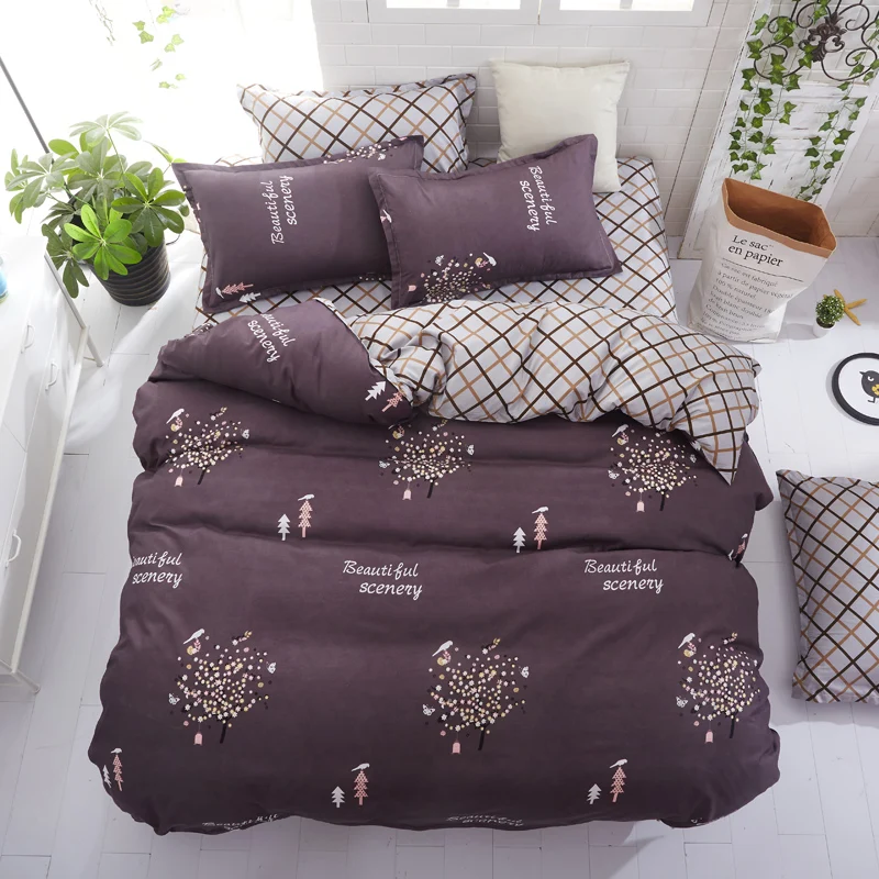 

Grey bedding set summer bed linens 3or 4pcs/set duvet cover set Pastoral bed set kids / Adult bedding bedclothes queen king52
