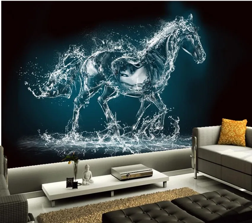 Настенная 3d-фотообои на заказ с изображением лошадей капель воды обои животными