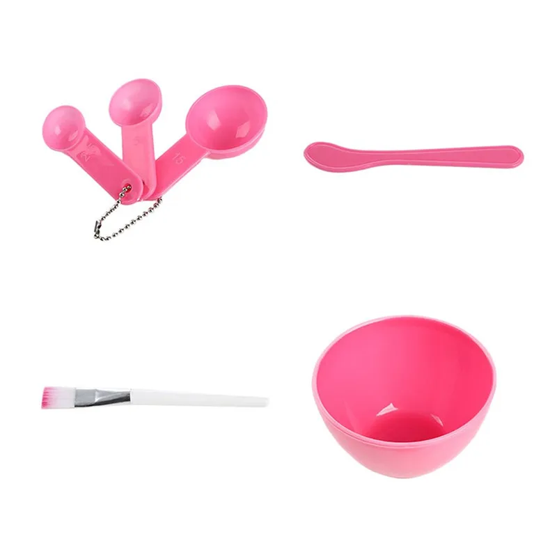 Pink 1 комплект маска для лица смешивающая чаша косметические маски для лица миска DIY Косметика кисточка для макияжа и маски Смешанная палочка Измерительный набор ложек 4в1 6 цветов - Цвет: Pink