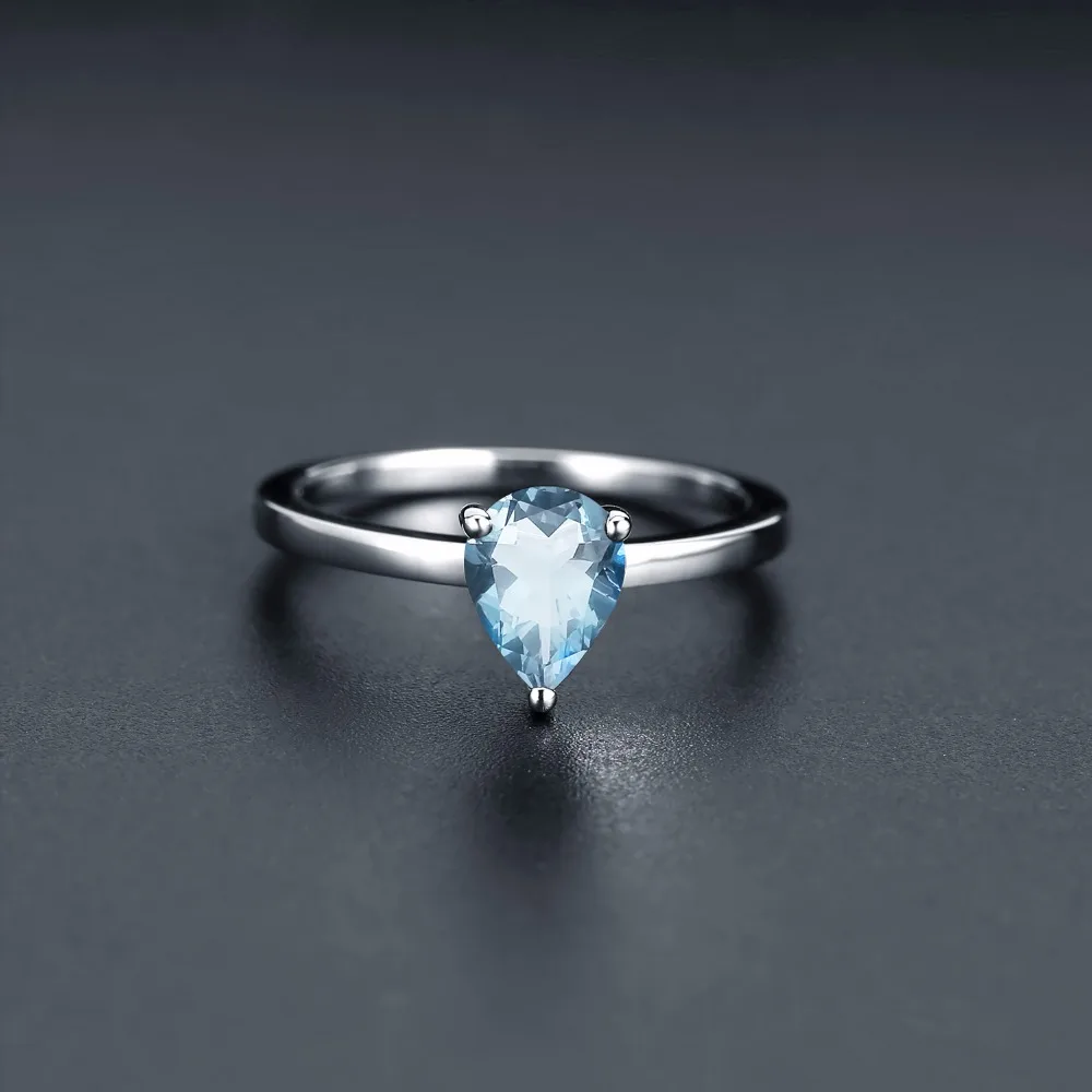 Gem's Ballet 1.31Ct натуральный Небесно-Голубой топаз драгоценный камень кольцо 925 пробы серебро Классический Груша Solitaire кольца для женщин хорошее ювелирное изделие