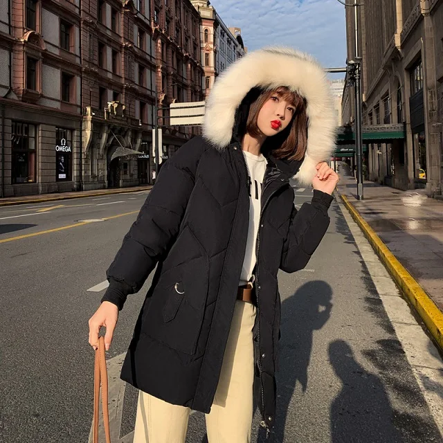 2019 Faux Fur Parkas Women Down Jacket Plus Size Thicken Outerwear hooded Winter Coat Female Cotton padded | Женская одежда