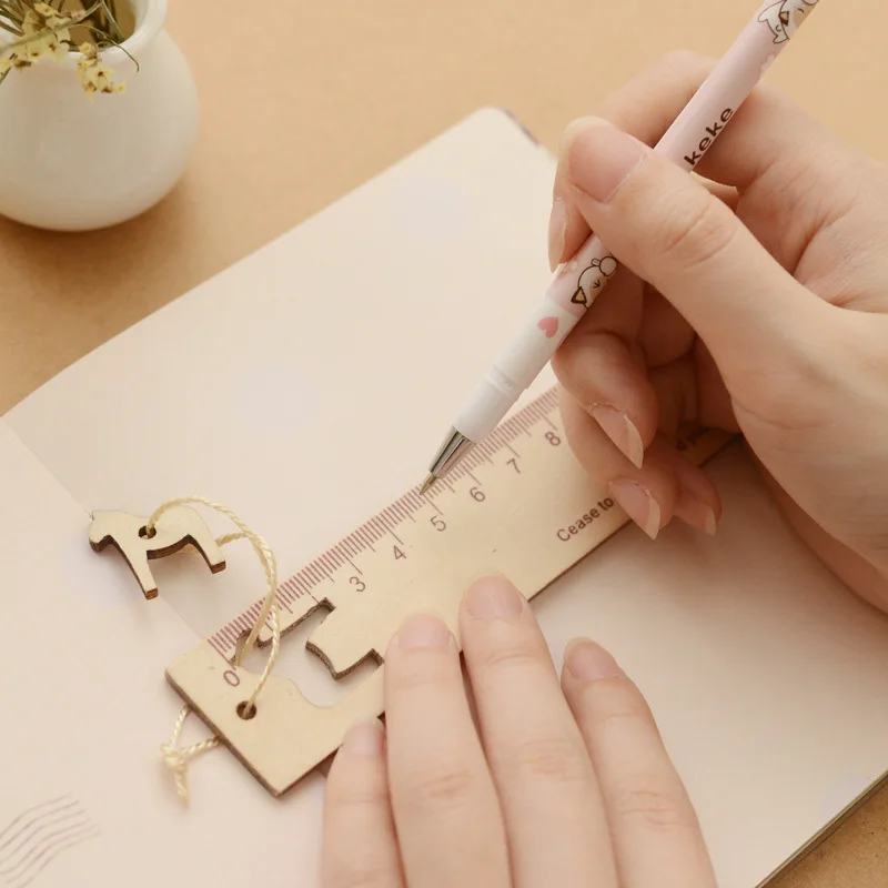 Милый ретро полая конструкция деревянная школьные линейки Инструменты для