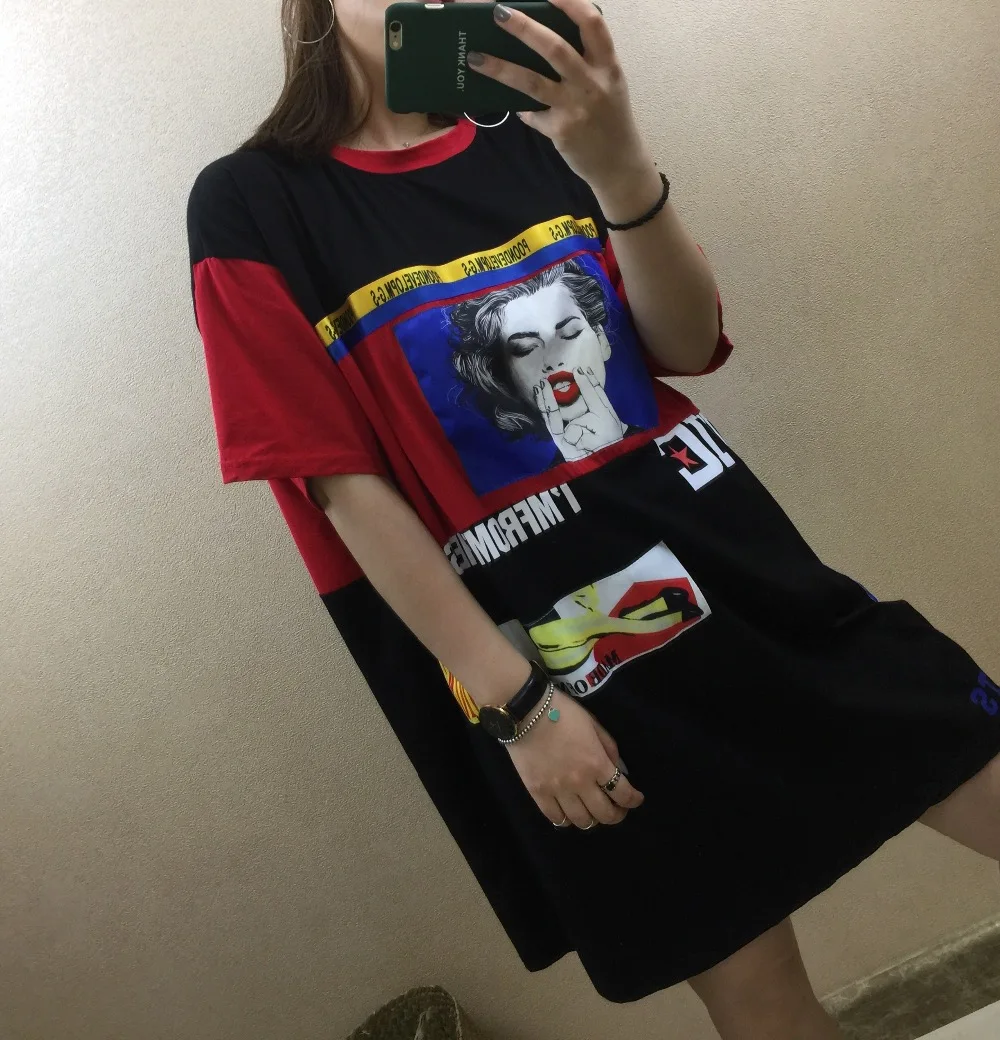 Лето 2017 г. женские хлопок платье с лифом футболкой Повседневная негабаритных