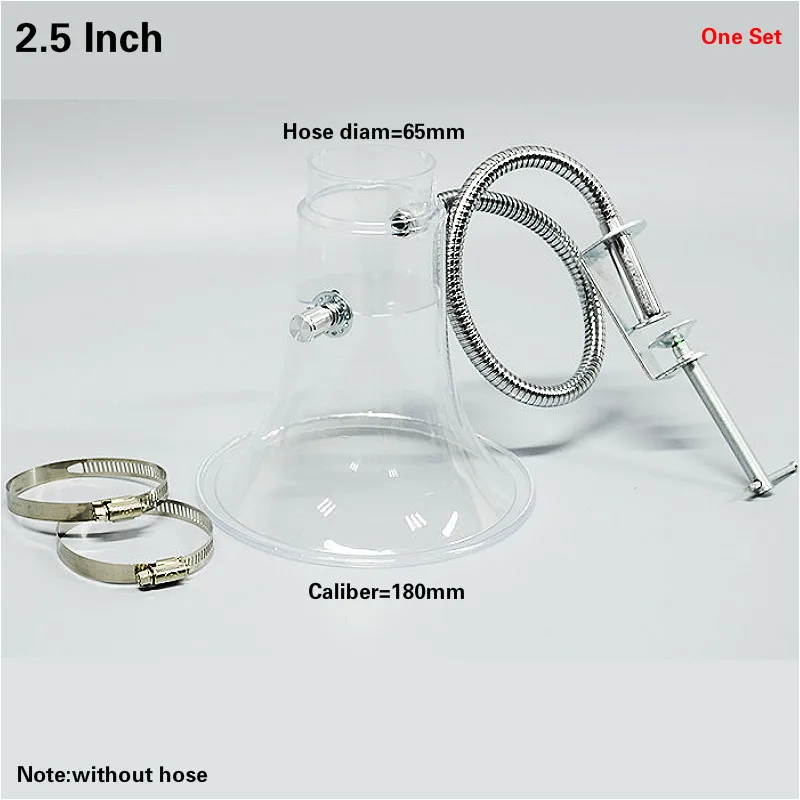 2.5/3/4 Inch fume exhaust hoods smoke hood formaldehyde purifier for factory assembly line home improvement transparent horn |