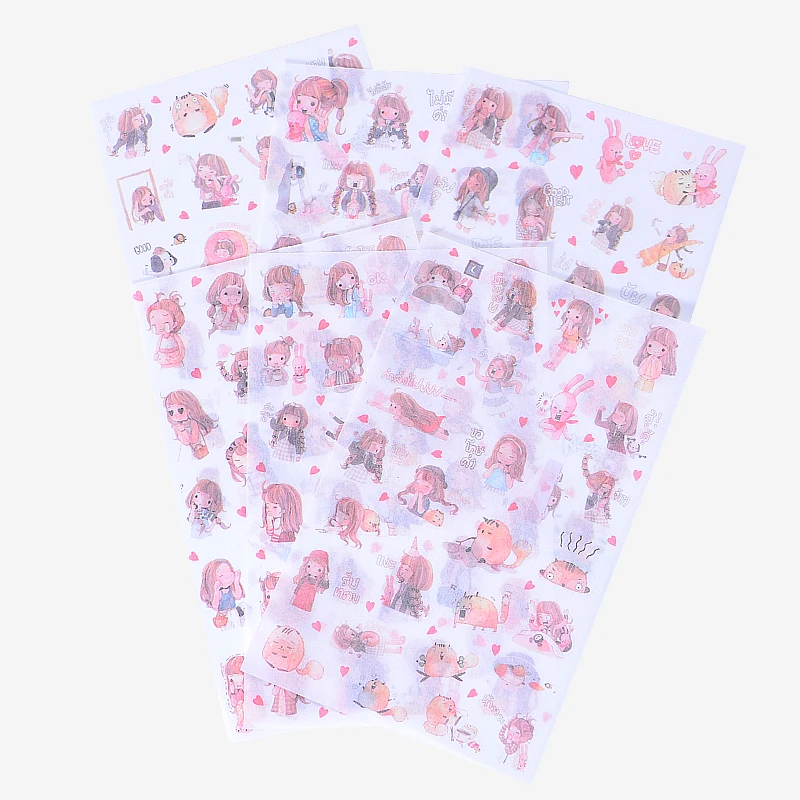 6 шт./лот DIY Kawaii I'm A Girl стикер ПВХ мультфильм наклейки дневник Скрапбукинг для