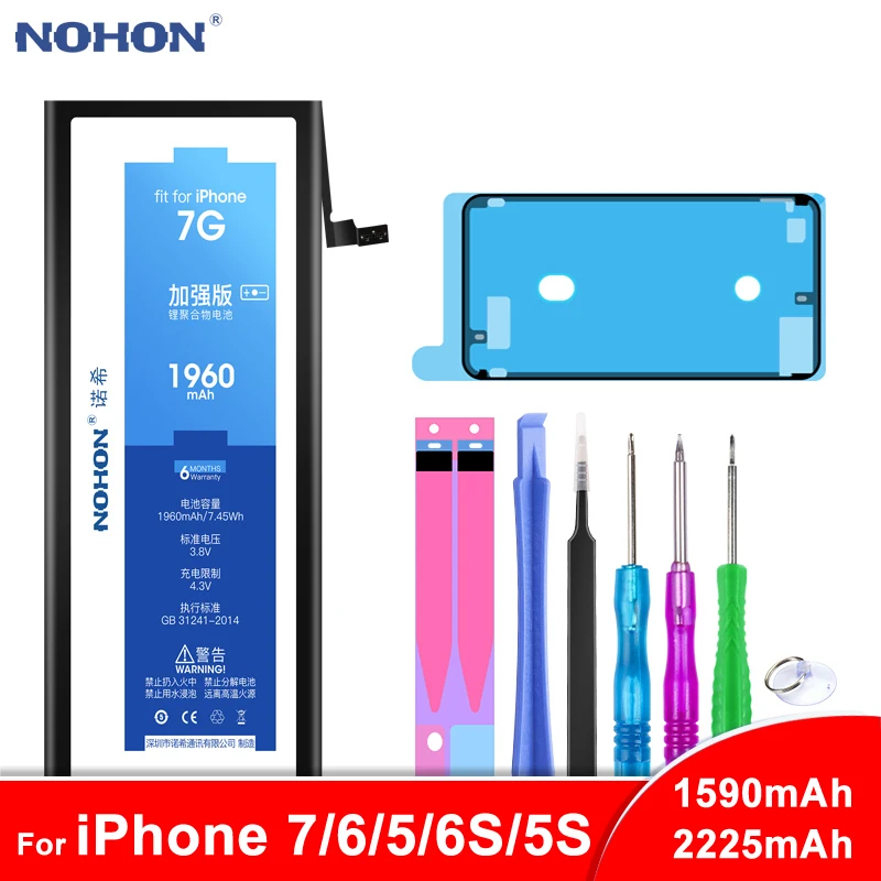 Nohon аккумулятор для iPhone 7 6 5 S 5S 5C акумуляторная батарея iPhone5 iPhone6 Замена высокого