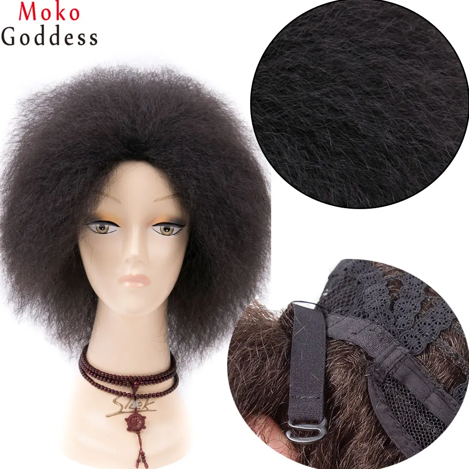 Mokogoddess короткие парики для черных женщин кудрявые вьющиеся волосы афро парик высокая температура Синтетические волосы женские парики
