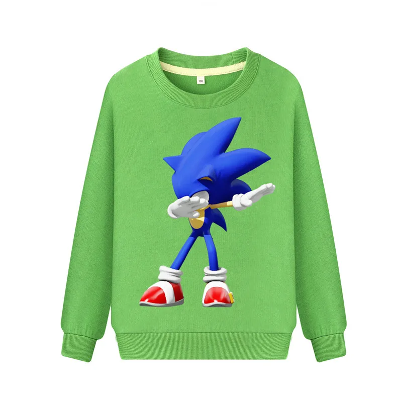Green Sweatshirt Прямая дети длинный рукав футболка Костюмы мальчик с круглым вырезом и рисунком Dab худи Марио Одежда для девочек костюм для детей TY033 - Цвет: Green Sweatshirt