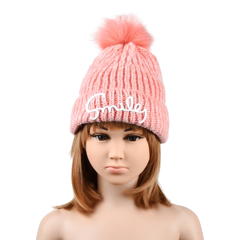 Детская теплая шапка шапочки Skullies толстой вязки Кепки для мальчиков и девочек с