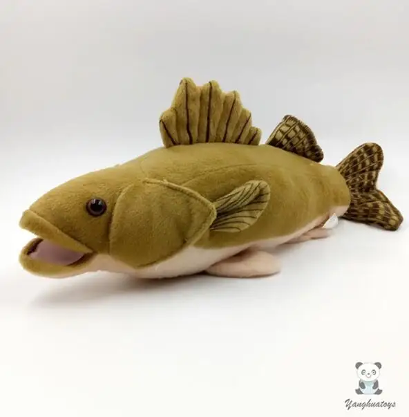 As shown Мягкая плюшевая игрушка, настоящая жизнь, морские животные, Walleye, кукла, редкие глубоководные морские рыбки, Pickerel, куклы, игрушки, подарок на праздник - Цвет: As shown