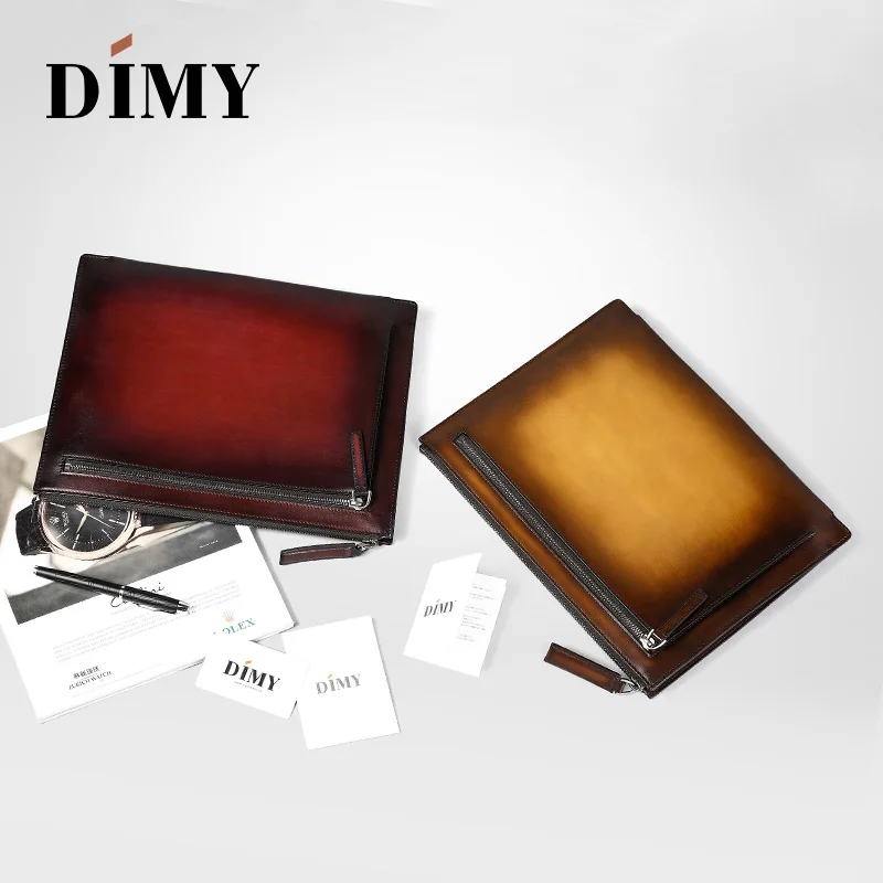 

DIMY Winter 2018 Newest Vintage Envelope Clutch Bags Luxury Mens Hand bag Genuine Leather Bags Purses and Handbags Patina Wallet