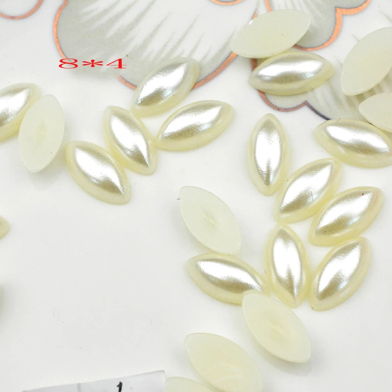 FLTMRH 50pcs 8mm*4mm half DIY New Cheap Half Horse Eye Shape Imitation Pearls Nonporous Beads Jewelry Bracelet Accessorie | Украшения и