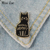 black cat enamel pin adopt badge brooch bring me home lapel pin denim jeans shirt bag cartoon animal jewelry gift for kids