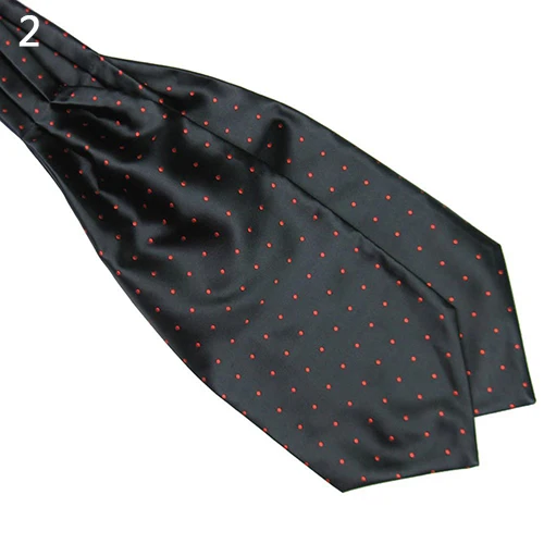 Black Red Мужская Мода Гладкий узор в горошек Аскот галстук шеи галстук шелковая смесь галстук - Цвет: Black Red