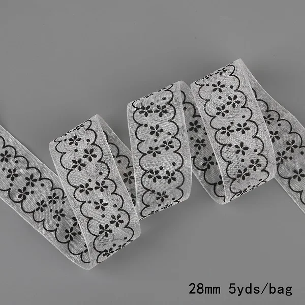 White Разноцветные 5 ярдов/партия ширина " 28 мм Печатная подарочная лента из органзы Упаковка пошив одежды «сделай сам» и аксессуары для волос - Цвет: White