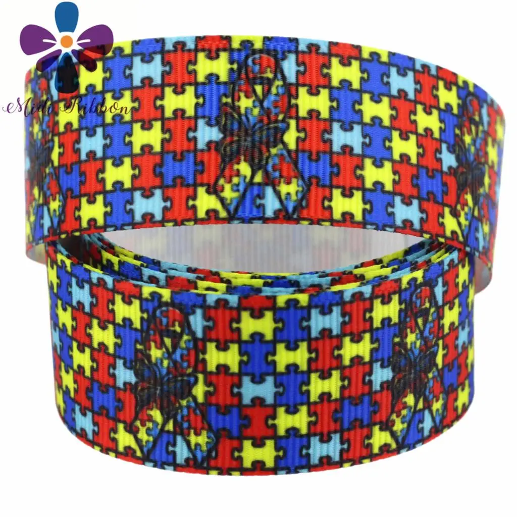 16 мм-75 мм пазл серии Красочные полосы печатные Grosgrain/эластичная лента DIY Декор для