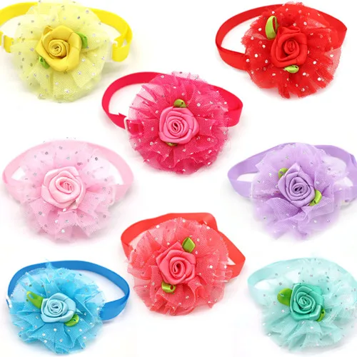 Mix colour 100 шт. собака кошка Bowties Галстуки Sprind принцесса ПЭТ кошка аксессуары Lacr розовый стиль для щенков и кошек Собака галстук-бабочка - Цвет: Mix colour