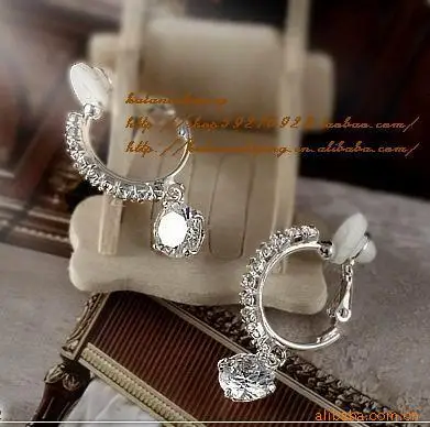 Earing clip crystal round circle rhinestone CZ earings for non pierced ears women | Украшения и аксессуары