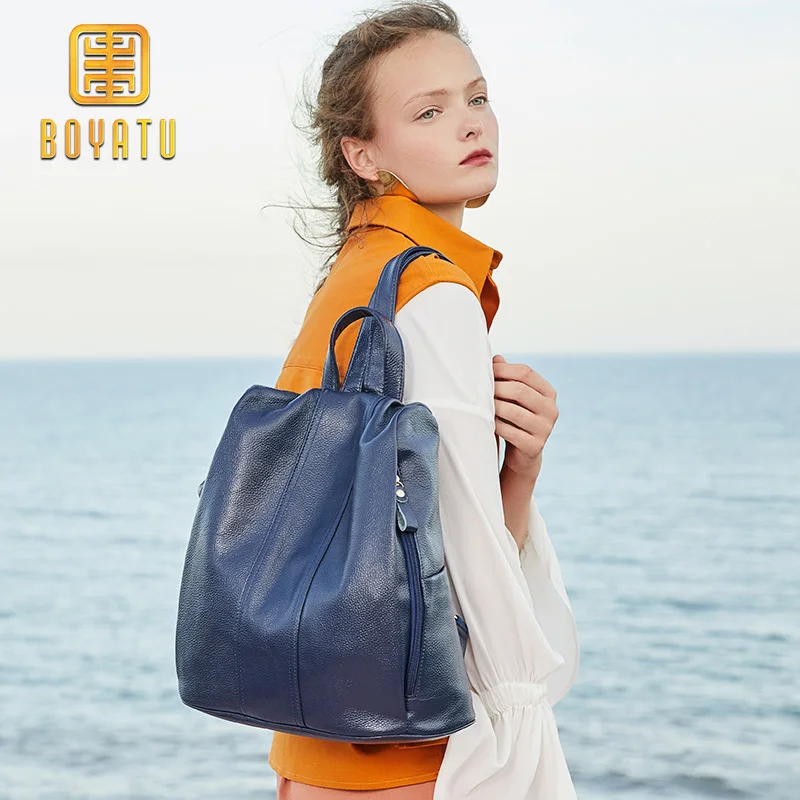 New Genuine Leather School Backpack For Women,Fashion Travel Shoulder Bag Female Casual Sac A Dos Purse Bagpack mochila