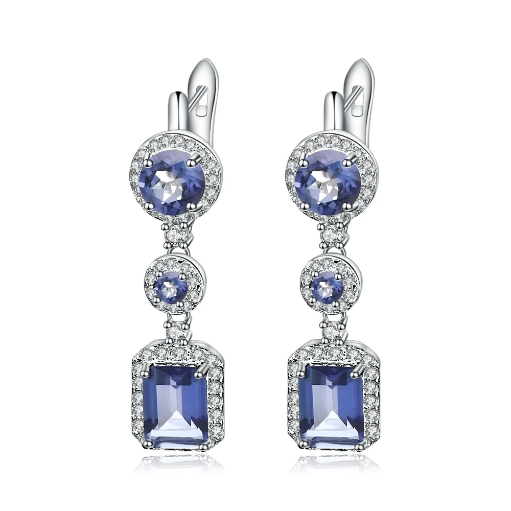 

Gem's Ballet 4.96Ct Natural Iolite Blue Mystic Quartz Drop Earrings 925 Sterling Silver Vintage Earrings For Women Fine Jewelry