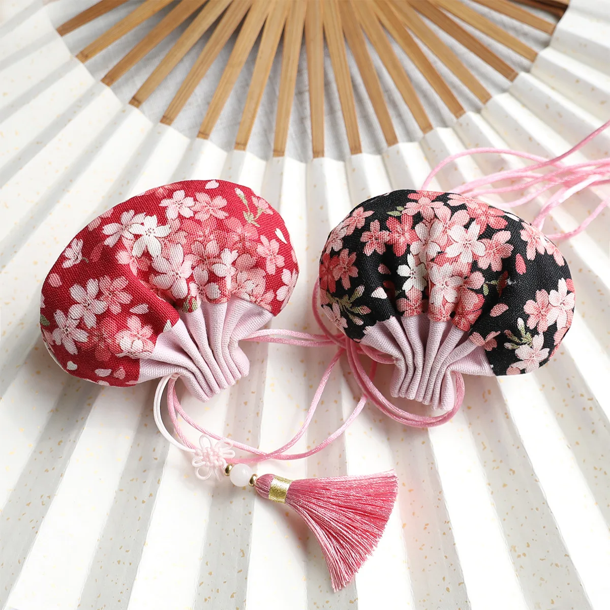Cotton High Quality Japanese Cherry Blossom Splice Retro Series Palace Sachet Bag Tassel Jewelry Bags Car Decoration Gift Bag