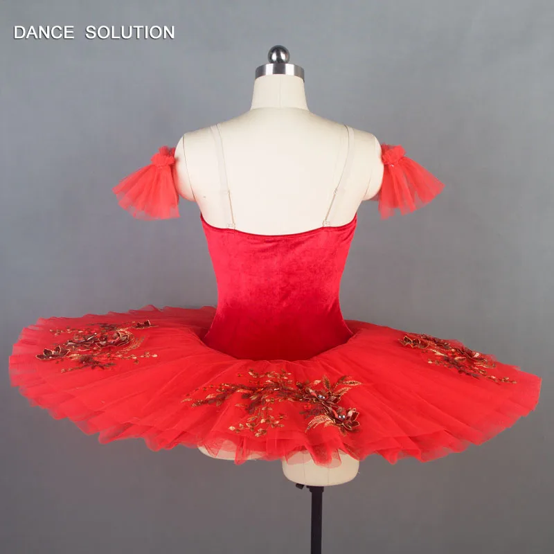 Красный бархатный лиф танцевальная юбка пачка Женский и детский костюм для