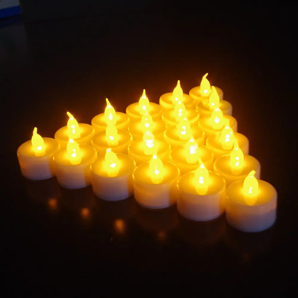 30 x желтый теплый Мерцающий СВЕТОДИОДНЫЙ светильник для чая свечи без пламени