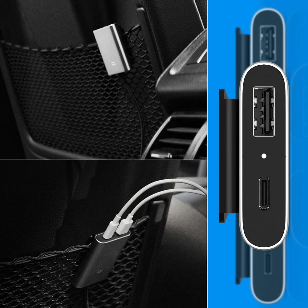 Оригинальное автомобильное зарядное устройство Xiaomi QC3.0 быстрая версия Расширенный аксессуар USB-A USB-C двухпортовый Выход Smart